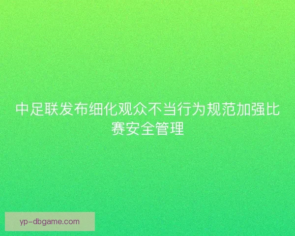 中足联发布细化观众不当行为规范加强比赛安全管理