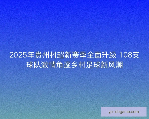 2025年贵州村超新赛季全面升级 108支球队激情角逐乡村足球新风潮