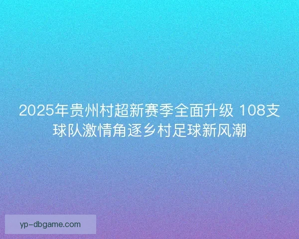 2025年贵州村超新赛季全面升级 108支球队激情角逐乡村足球新风潮